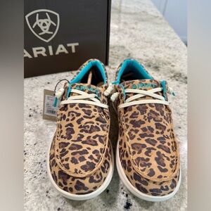 Ariat Hilo Lively Leopard Print Shoes with Teal Accents NWT